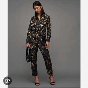 All Saints Toni Silk Blend Gold Print Ronnie Shirt